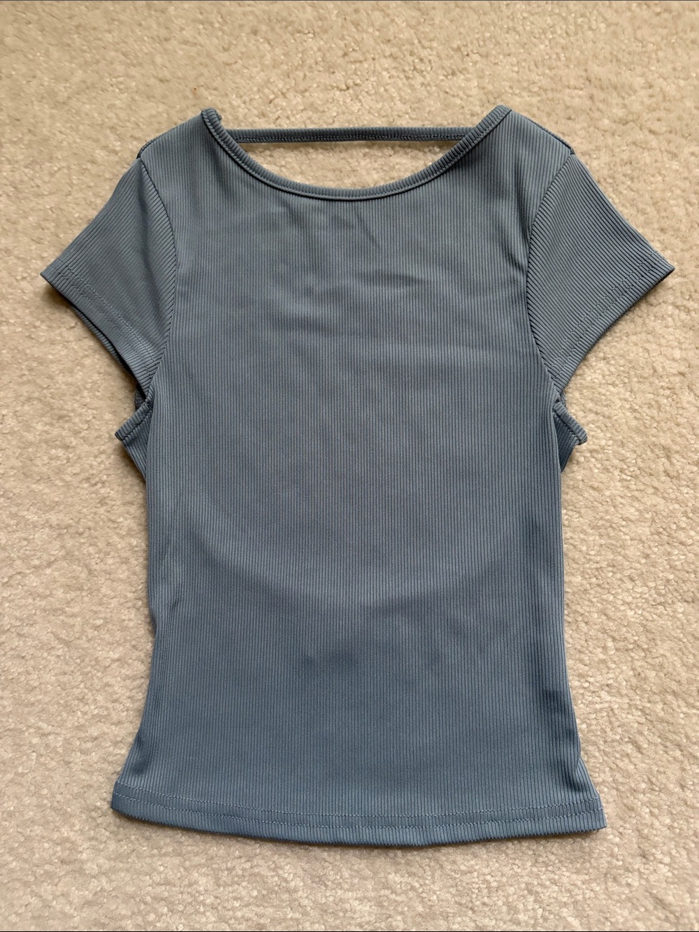 Princess Polly Slate Blue Ribbed Crop Top